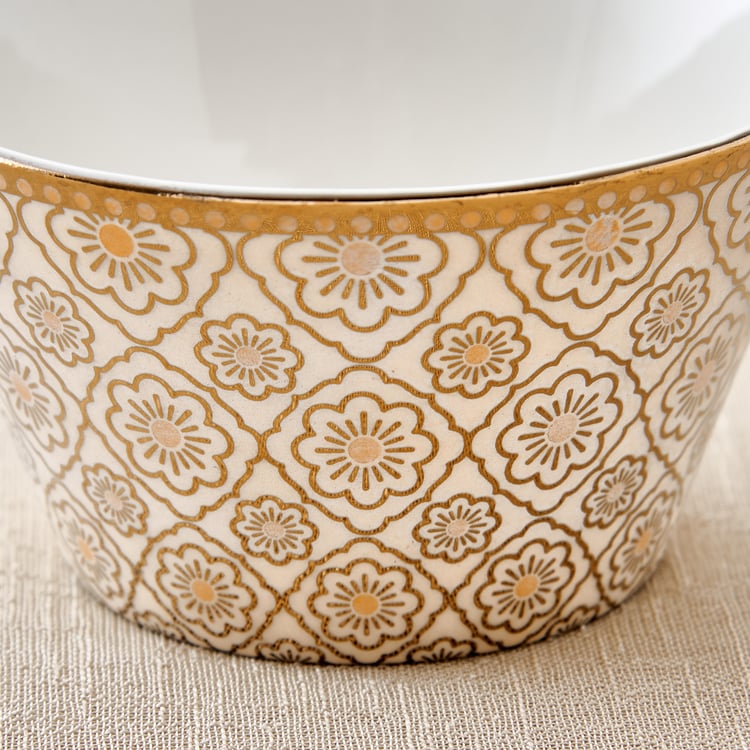 Mandarin Iris Hoja Set of 3 Bone China Printed Serving Bowls - 320ml