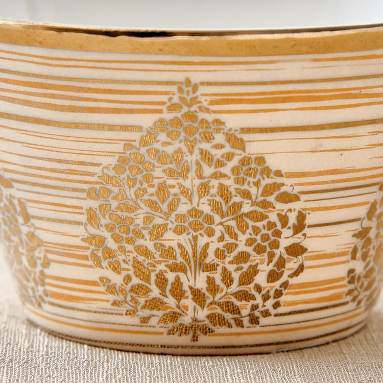 Mandarin Iris Hoja Set of 3 Bone China Printed Serving Bowls - 320ml
