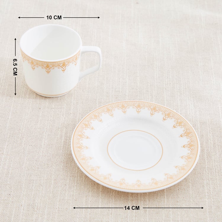 Noori Swan Set of 6 Bone China Printed Cup and Saucer -190ml