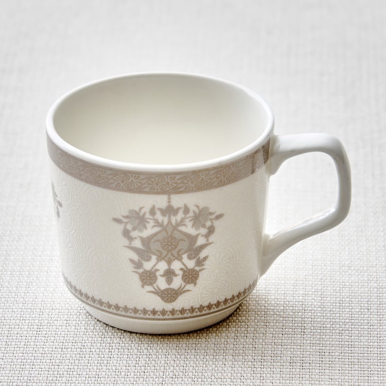 Noori Platina Set of 6 Bone China Printed Cup and Saucer - 190ml