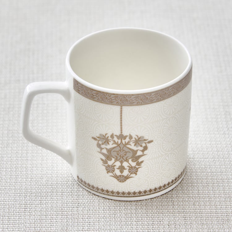 Noori Platina Director Set of 4 Bone China Printed Coffee Mugs - 220ml