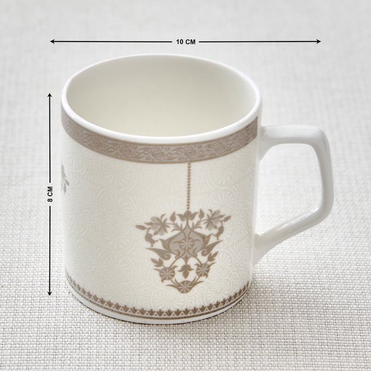 Noori Platina Director Set of 4 Bone China Printed Coffee Mugs - 220ml