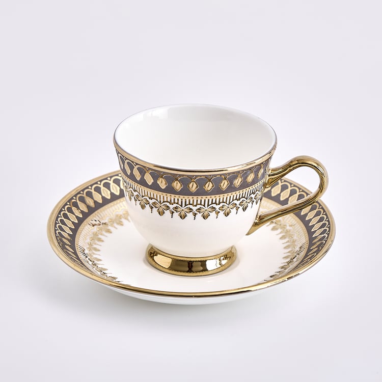 Midas Grisa Bone China Printed Cup and Saucer - 150ml