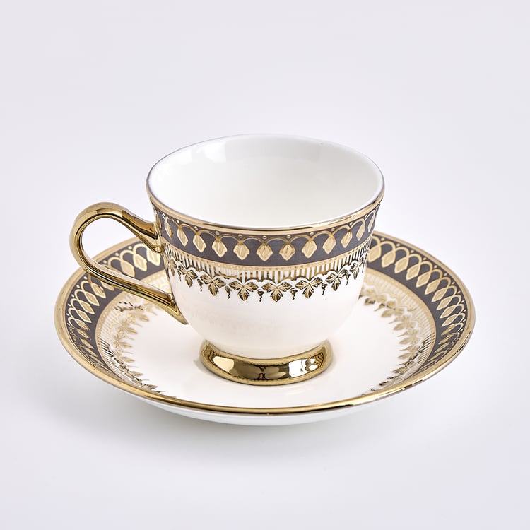 Midas Grisa Bone China Printed Cup and Saucer - 150ml