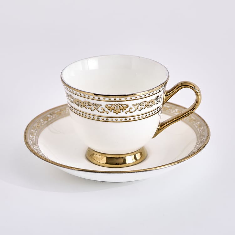 Midas Vellum Bone China Printed Cup and Saucer - 150ml