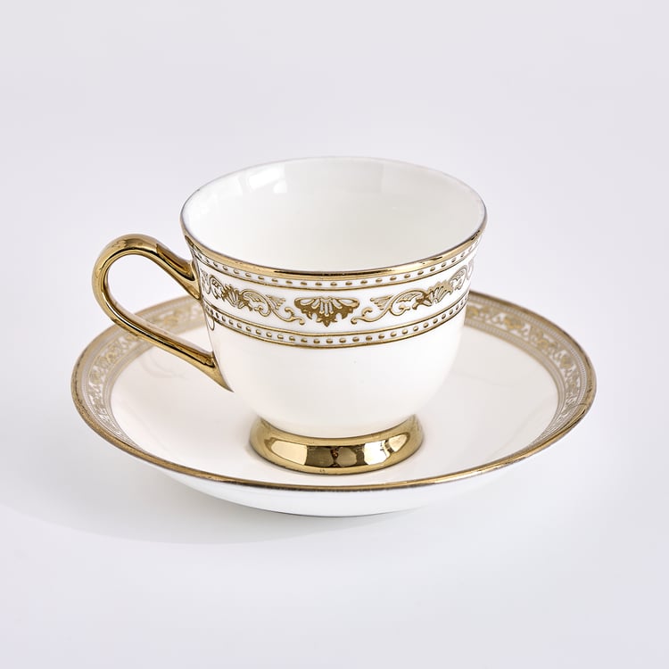 Midas Vellum Bone China Printed Cup and Saucer - 150ml