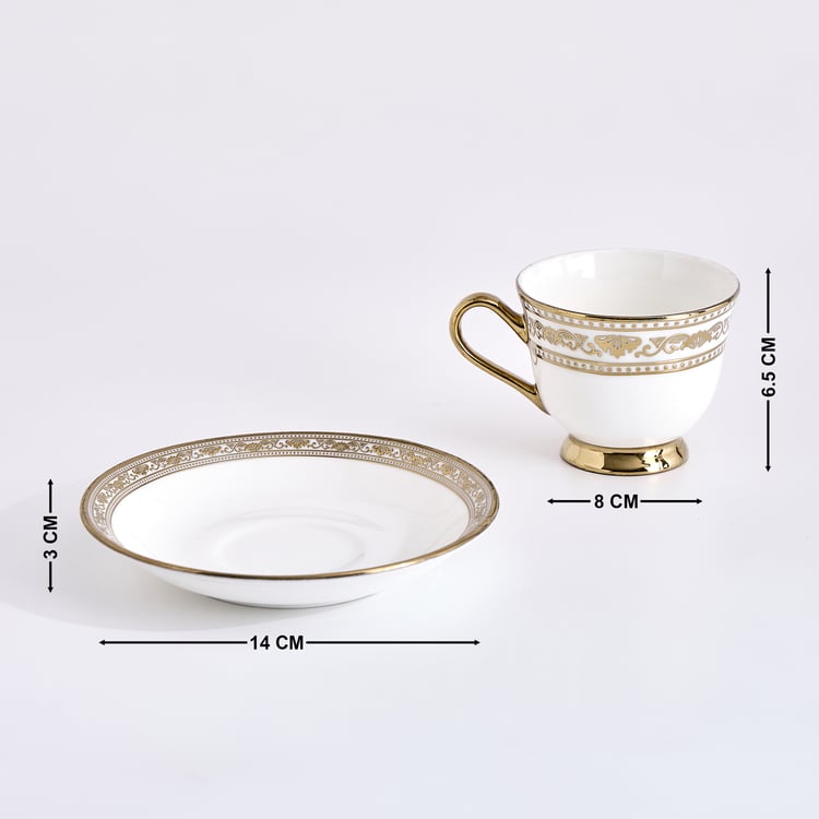 Midas Vellum Bone China Printed Cup and Saucer - 150ml