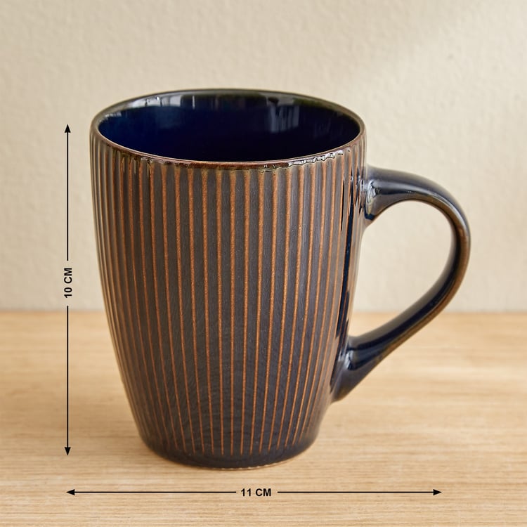 Caraway Somber Set of 6 Stoneware Coffee Mugs with Metal Stand - 325ml