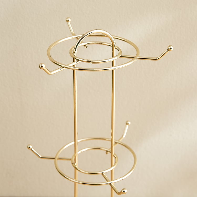 Caraway Somber Set of 6 Stoneware Coffee Mugs with Metal Stand - 325ml