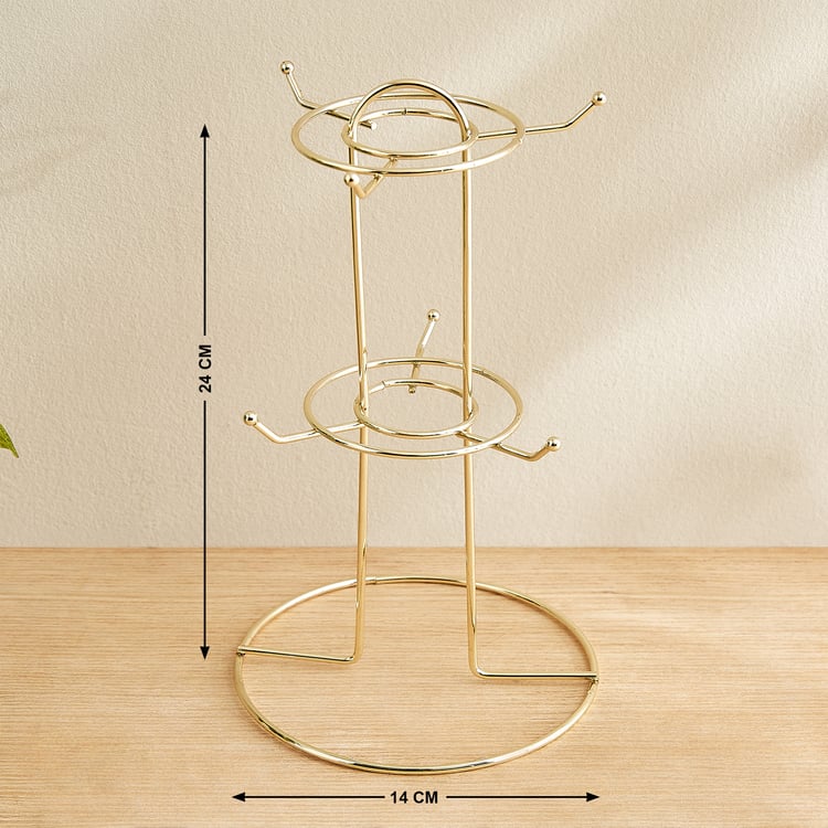 Caraway Somber Set of 6 Stoneware Coffee Mugs with Metal Stand - 220ml