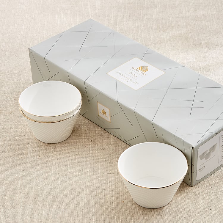 Zura Blanc Set of 3 Bone China Serving Bowl - 320ml