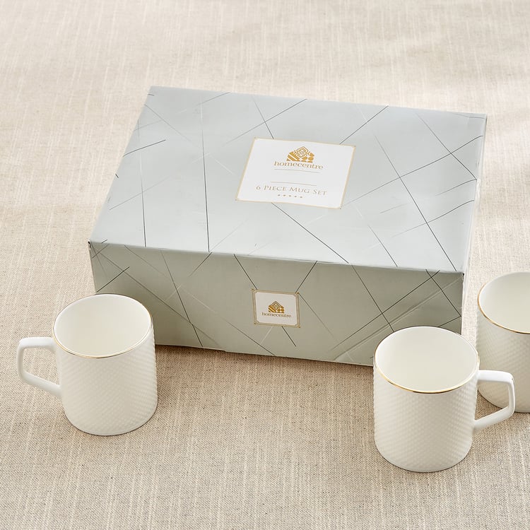 Zura Blanc Set of 6 Bone China Coffee Mugs - 220ml