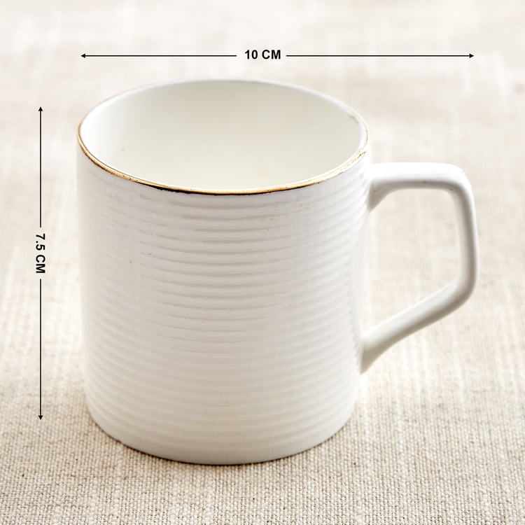 Zura Linia Director Set of 6 Bone China Ribbed Coffee Mugs - 220ml