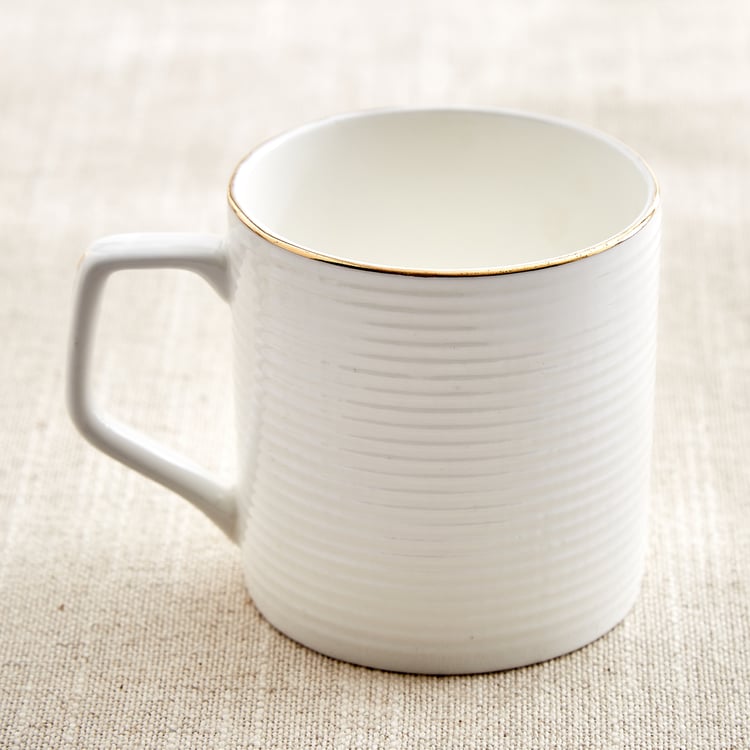 Zura Linia Director Set of 6 Bone China Ribbed Coffee Mugs - 220ml