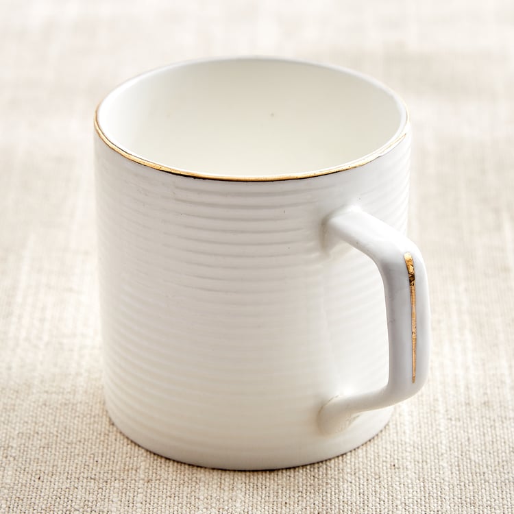 Zura Linia Director Set of 6 Bone China Ribbed Coffee Mugs - 220ml
