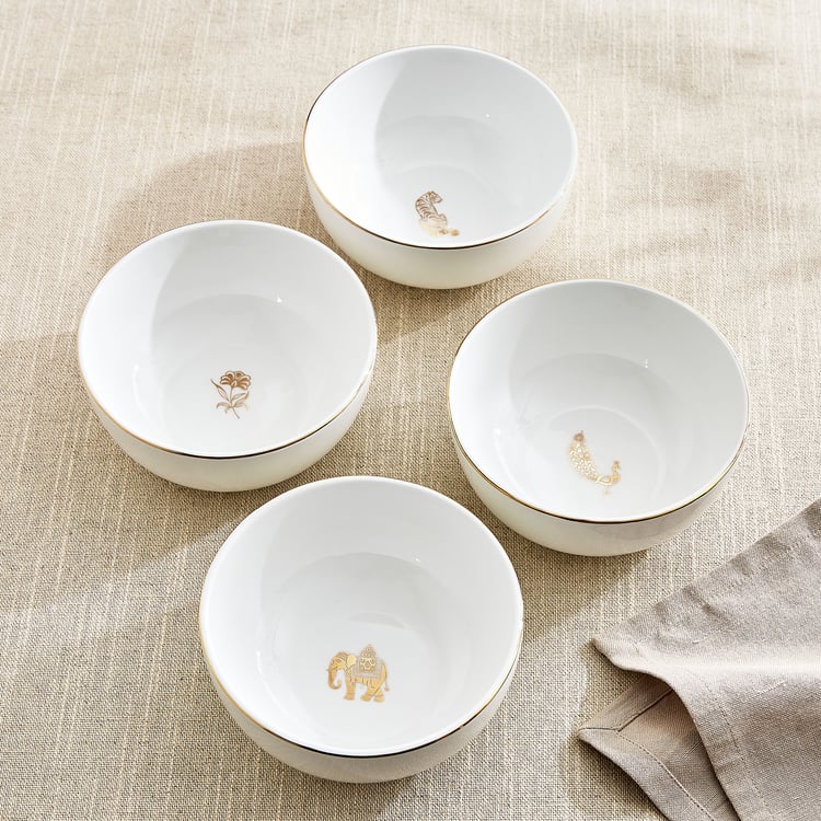 Monara Peacock Bone China Printed Cereal Bowl - 600ml