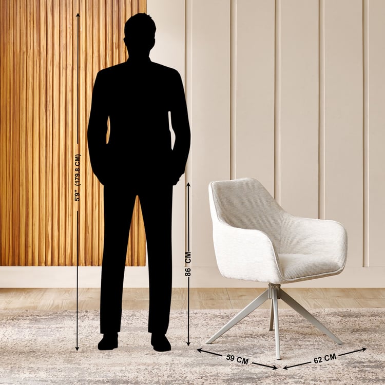 Ivory Set of 2 Fabric Swivel Dining Chairs - Beige