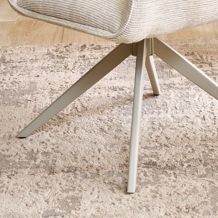 Ivory Set of 2 Fabric Swivel Dining Chairs - Beige