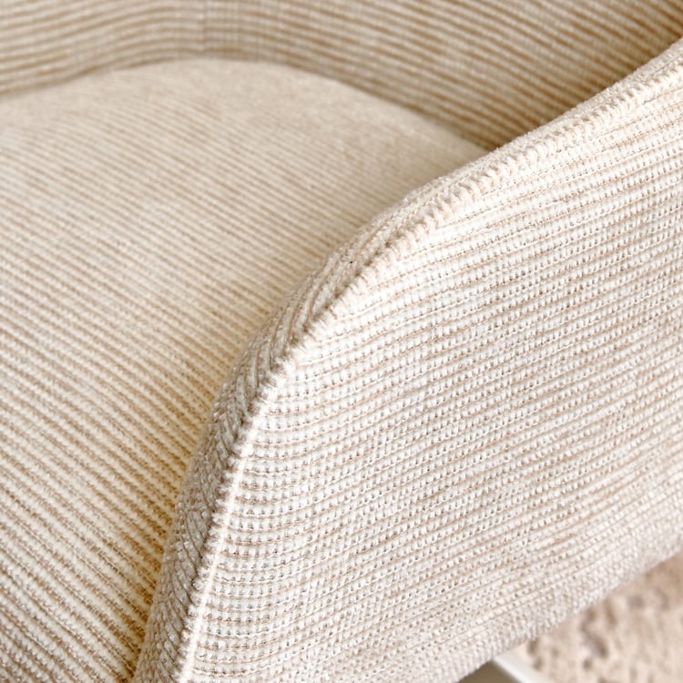 Ivory Set of 2 Fabric Swivel Dining Chairs - Beige