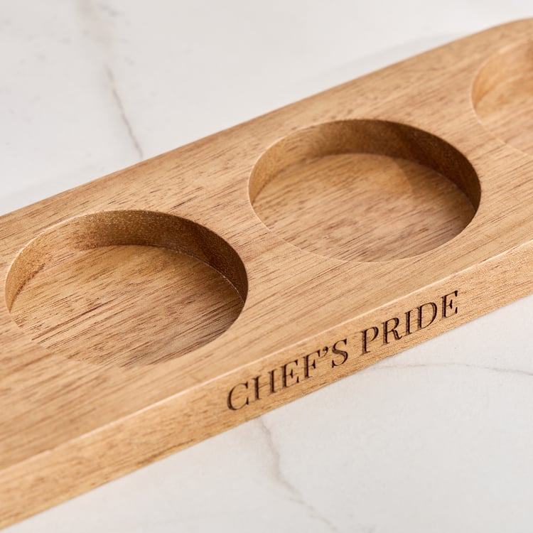 Chefs Pride Bristol Set of 4 Glass Spice Jars with Acacia Wood Stand - 90ml