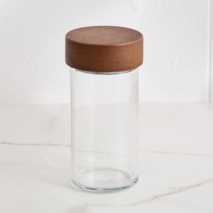 Chefs Pride Bristol Set of 4 Glass Spice Jars with Acacia Wood Stand - 90ml