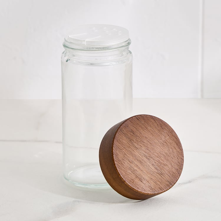 Chefs Pride Bristol Set of 4 Glass Spice Jars with Acacia Wood Stand - 90ml