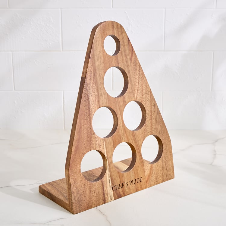 Chefs Pride Bristol Set of 6 Glass Spice Jars with Acacia Wood Stand - 90ml