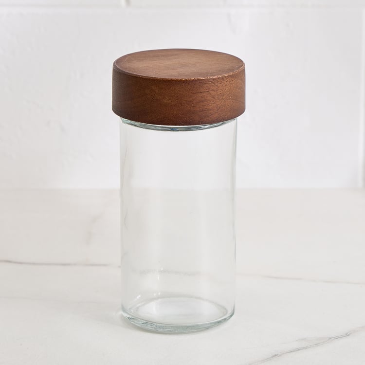 Chefs Pride Bristol Set of 6 Glass Spice Jars with Acacia Wood Stand - 90ml