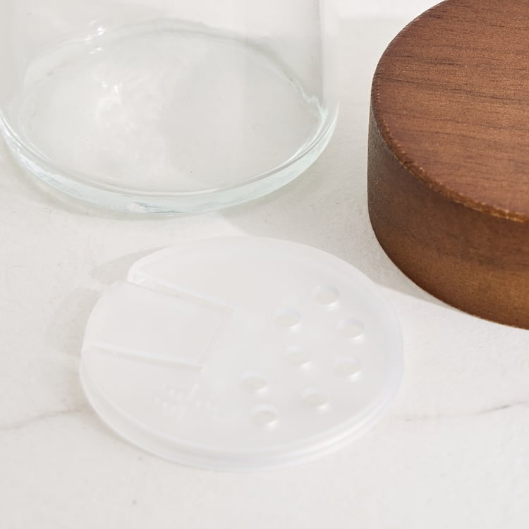 Chefs Pride Bristol Set of 6 Glass Spice Jars with Acacia Wood Stand - 90ml