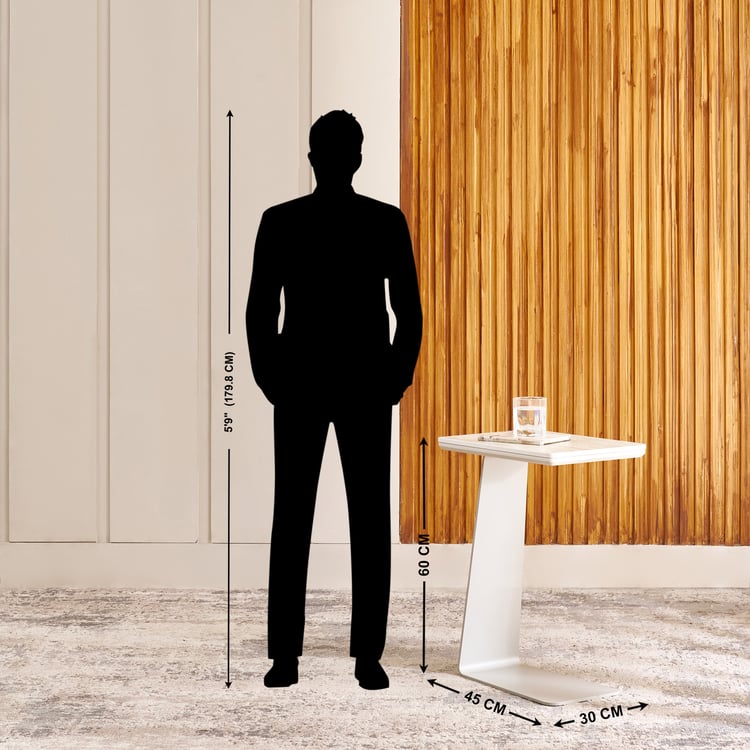 Ivory Ceramic Top C End Table - Beige