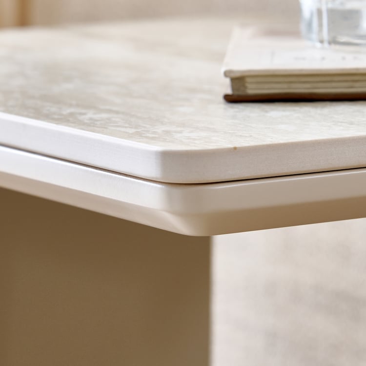 Ivory Ceramic Top C End Table - Beige