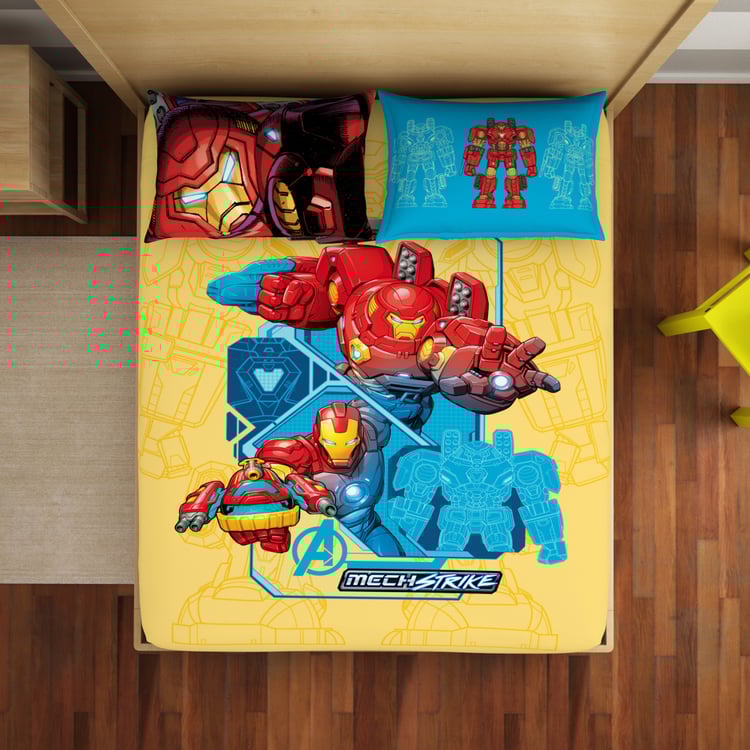 SPACES Kids Cotton 180TC Ironman Print 3Pcs Queen Bedsheet