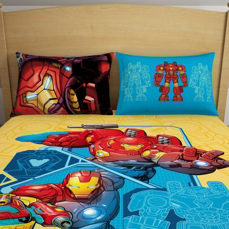 SPACES Kids Cotton 180TC Ironman Print 3Pcs Queen Bedsheet