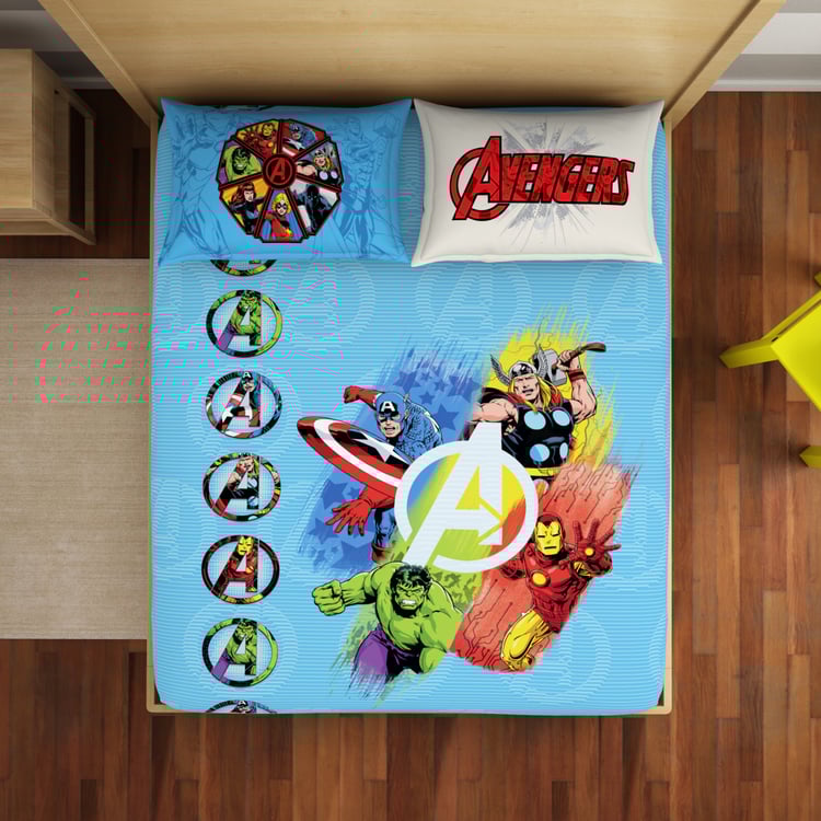 SPACES Kids Cotton 180TC Avengers Print 3Pcs Queen Bedsheet