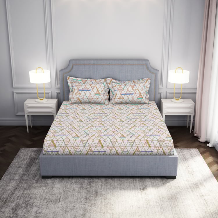 SPACES Adore Cotton 105TC Geometric Print 3Pcs Queen Bedsheet