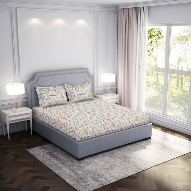 SPACES Adore Cotton 105TC Geometric Print 3Pcs Queen Bedsheet