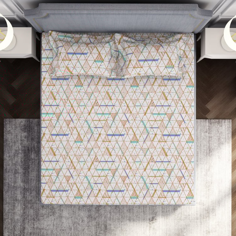 SPACES Adore Cotton 105TC Geometric Print 3Pcs Queen Bedsheet