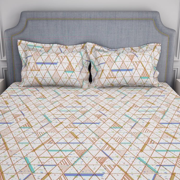SPACES Adore Cotton 105TC Geometric Print 3Pcs Queen Bedsheet
