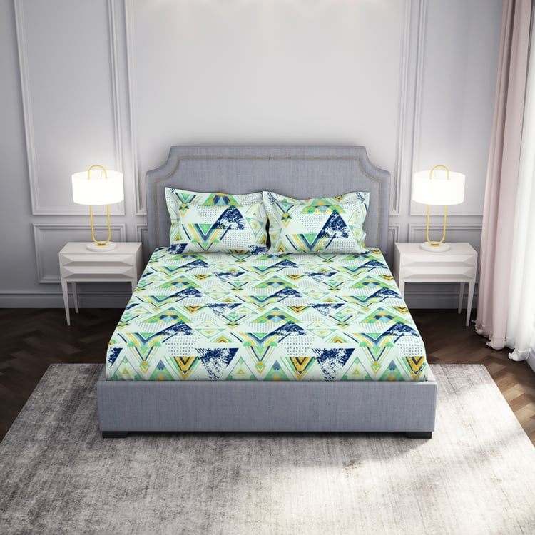 SPACES Adore Microfiber 105TC Geometric Print 3Pcs Queen Bedsheet Set