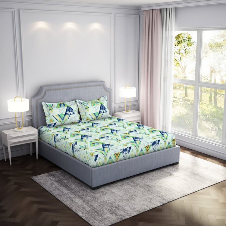 SPACES Adore Microfiber 105TC Geometric Print 3Pcs Queen Bedsheet Set