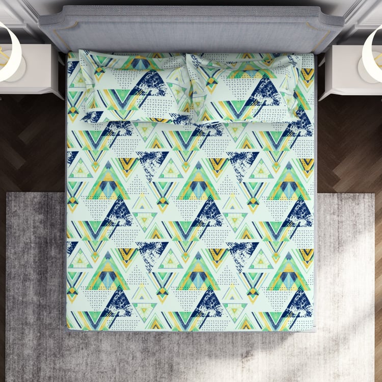 SPACES Adore Microfiber 105TC Geometric Print 3Pcs Queen Bedsheet Set