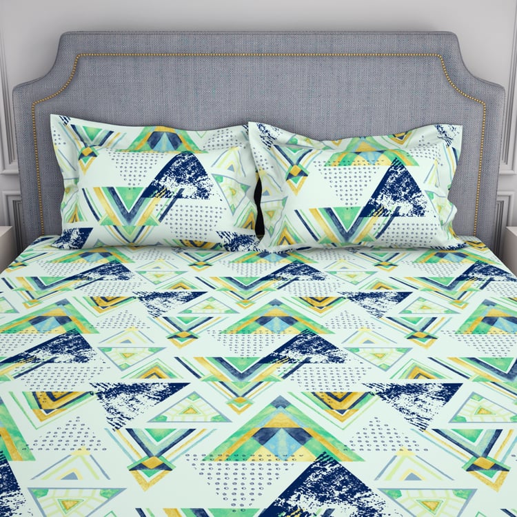 SPACES Adore Microfiber 105TC Geometric Print 3Pcs Queen Bedsheet Set