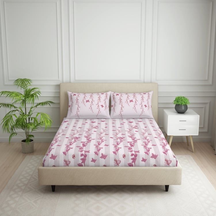 SPACES Essentials Cotton 144TC Floral Print 3Pcs Queen Bedsheet Set