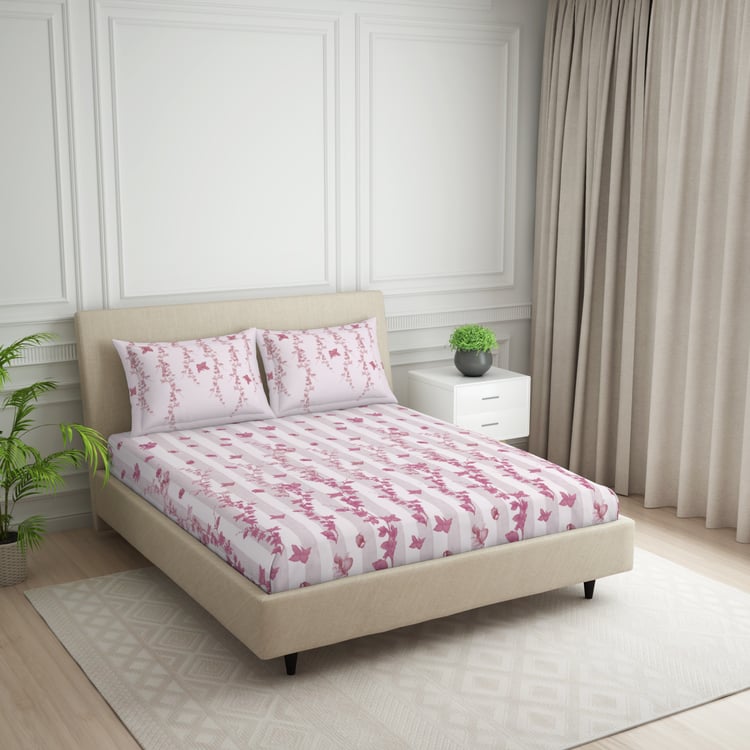 SPACES Essentials Cotton 144TC Floral Print 3Pcs Queen Bedsheet Set