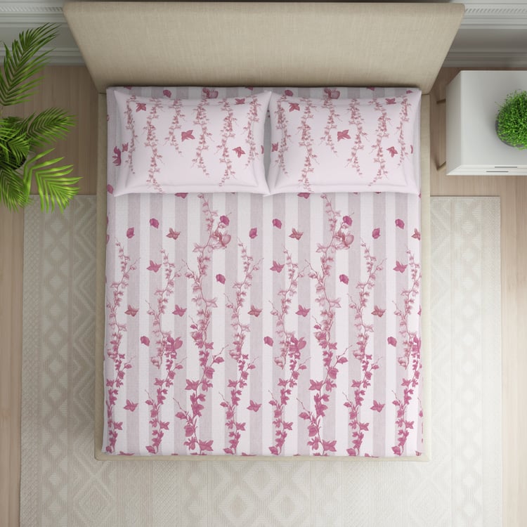 SPACES Essentials Cotton 144TC Floral Print 3Pcs Queen Bedsheet Set
