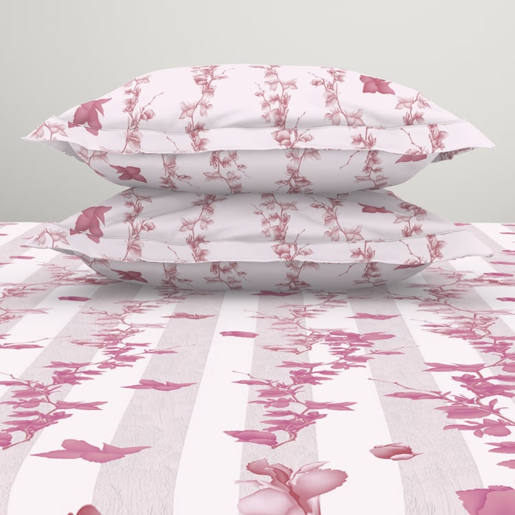 SPACES Essentials Cotton 144TC Floral Print 3Pcs Queen Bedsheet Set