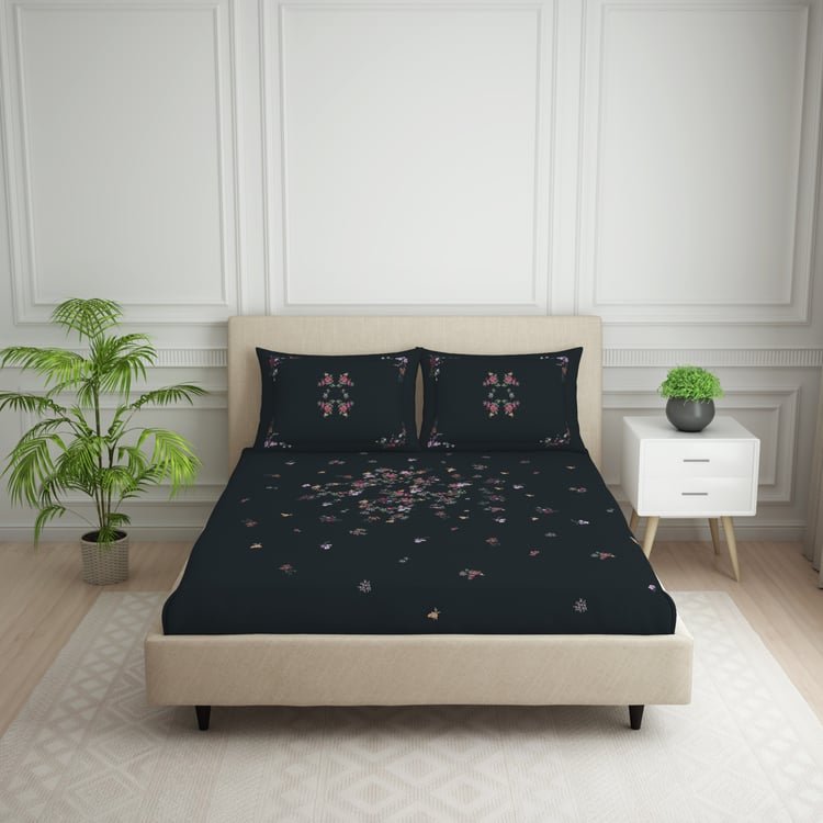 SPACES Essentials Cotton 138TC Floral Print 3Pcs Queen Bedsheet Set