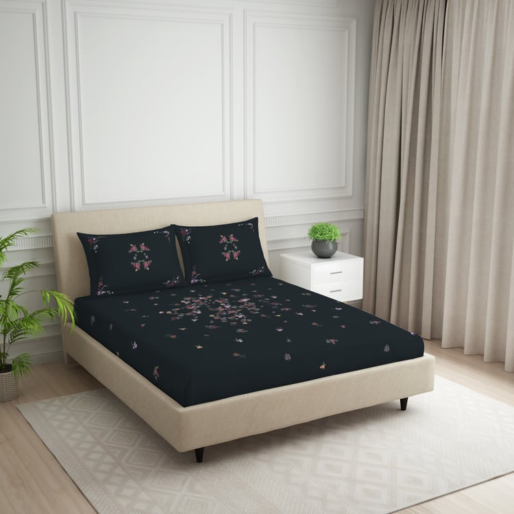 SPACES Essentials Cotton 138TC Floral Print 3Pcs Queen Bedsheet Set