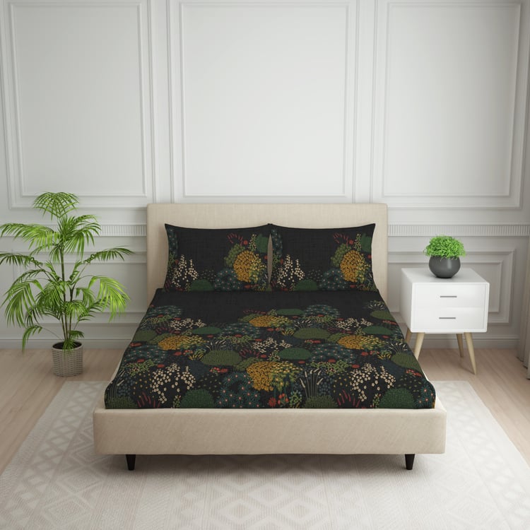 SPACES Essentials Cotton 138TC Floral Print 3Pcs Queen Bedsheet Set