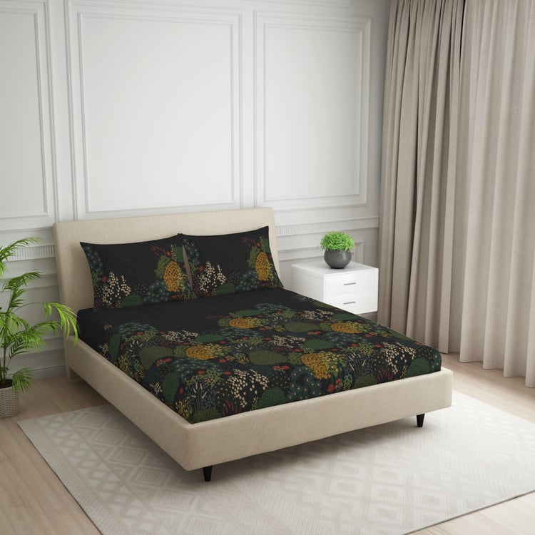 SPACES Essentials Cotton 138TC Floral Print 3Pcs Queen Bedsheet Set